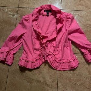 International concepts pink ruffle crop jacket sz medium